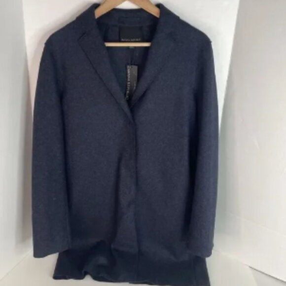 New Banana Republic XS Flannel Coat Dark Blue Mario Bellucci Wool Blend Snaps - Picture 1 of 6